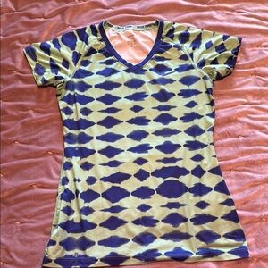 Nike Pro Blue and Seafoam Green Fitted Short Sleeve Women’s Tee